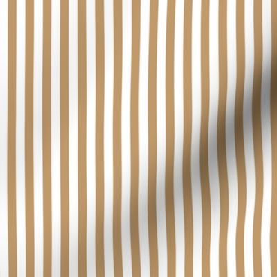 Quarter Inch Camel Brown and White Vertical Stripes