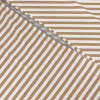 Quarter Inch Camel Brown and White Vertical Stripes