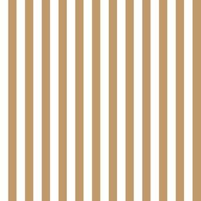 Quarter Inch Camel Brown and White Vertical Stripes