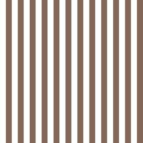 Quarter Inch Taupe Brown and White Vertical Stripes