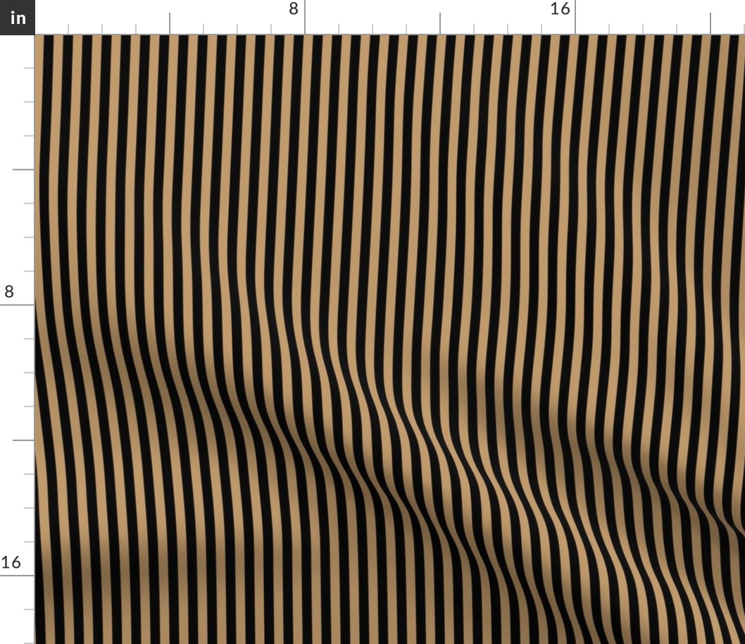 Quarter Inch Camel Brown and Black Vertical Stripes
