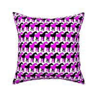 Two Inch Black and Magenta Pink Overlapping Horses on White