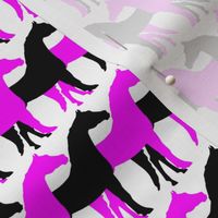 Two Inch Black and Magenta Pink Overlapping Horses on White