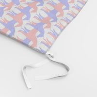Two Inch Blue and Red Overlapping Horses on White
