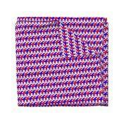 Two Inch Blue and Red Overlapping Horses on White