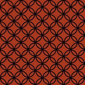 Black Overlapping Circles on Chinese Red