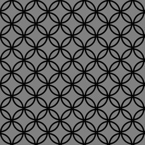 Black Overlapping Circles on Medium Gray