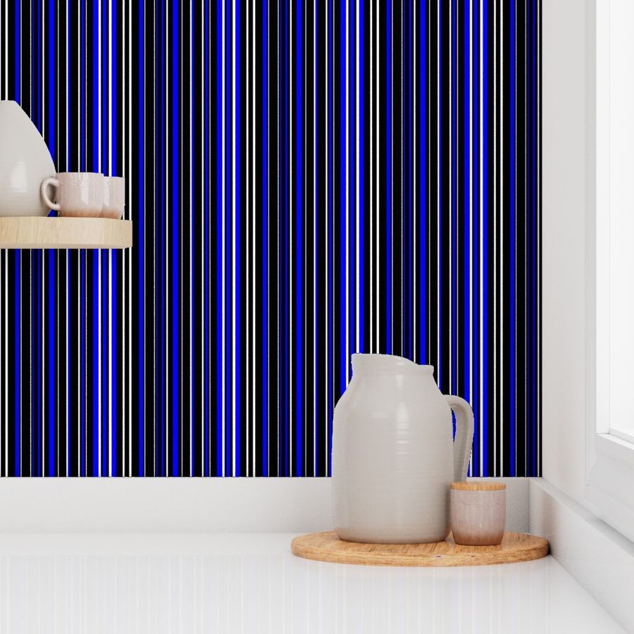 Medium Black Blue and White Barcode Stripes