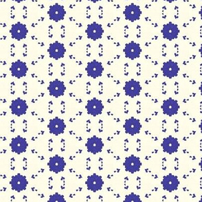 Very Tiny Floral in Blue and White
