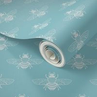 Baby Bee Grey on Washed Teal