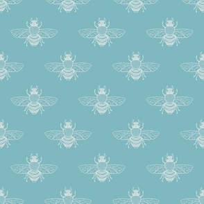 Baby Bee Grey on Washed Teal