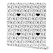 xoxo love sweet hearts and kisses print for lovers wedding and valentine in black and white