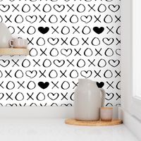 xoxo love sweet hearts and kisses print for lovers wedding and valentine in black and white