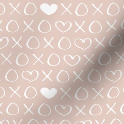 xoxo love sweet hearts and kisses print for lovers wedding and valentine in gender neutral pastel beige