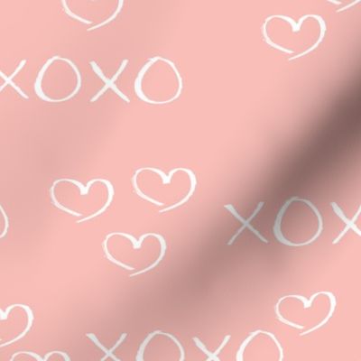 xoxo love sweet hearts and kisses print for lovers wedding and valentine in soft baby girls pink