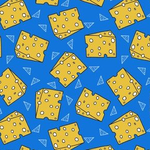 cheese // swiss cheese food novelty blue and yellow chef kitchen funny print