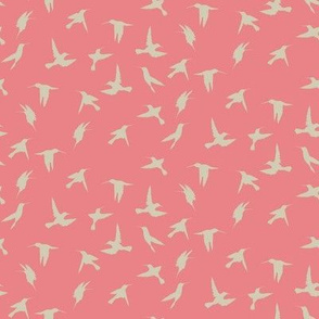 Light Tan Birds on Pink Pattern