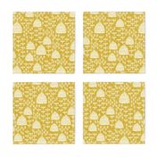 bee hives // golden yellow spring florals flower bumble bee linocut block printed textiles