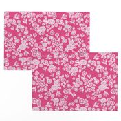 bee garden // pink block printed bee flowers floral vintage style pink fabric