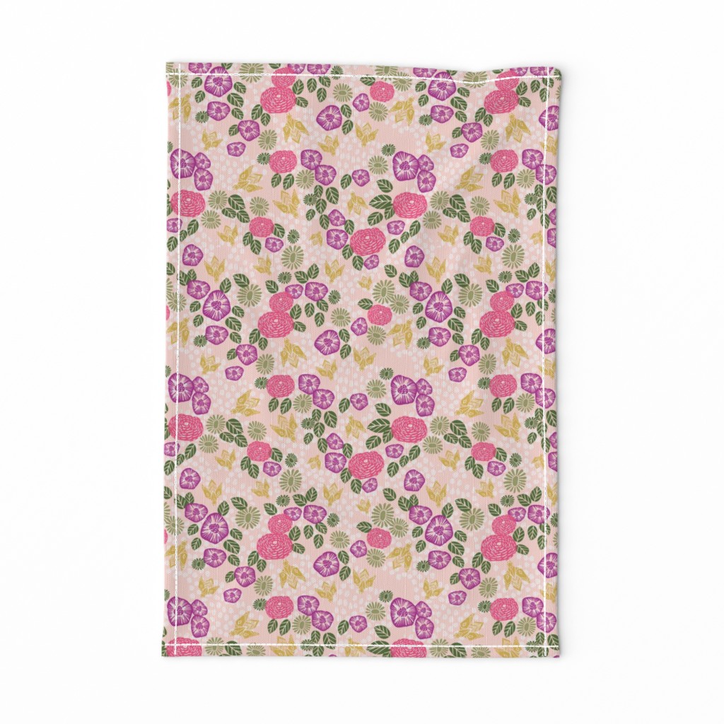 bee garden // spring florals flower printed in purples pinks and spring colors