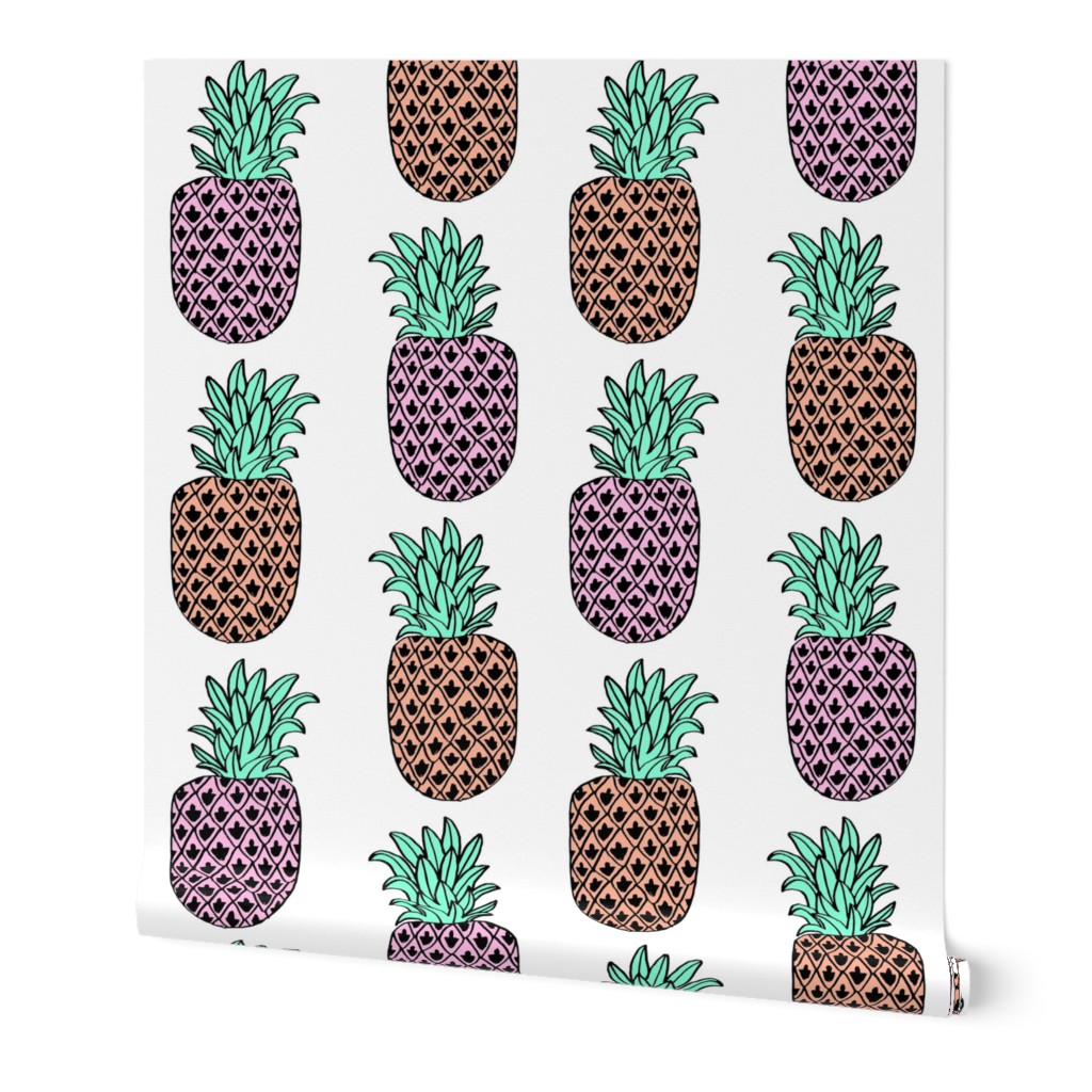 pineapple // pink coral white tropical bright pastel cute girly summer exotic fruit trend