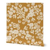 bee garden - spring flowers florals mustard yellow vintage style flowers