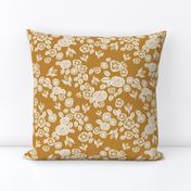 bee garden - spring flowers florals mustard yellow vintage style flowers