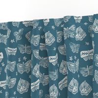 butterflies // block printed butterfly spring insect garden blue indigo 