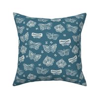 butterflies // block printed butterfly spring insect garden blue indigo 