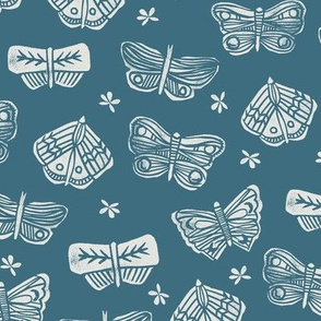 butterflies // block printed butterfly spring insect garden blue indigo 