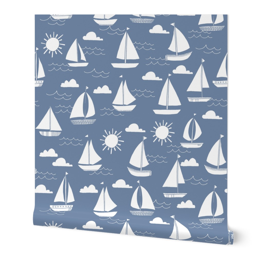 sailboats // nautical ocean sailing boats summer preppy blue 