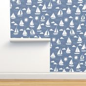 sailboats // nautical ocean sailing boats summer preppy blue 
