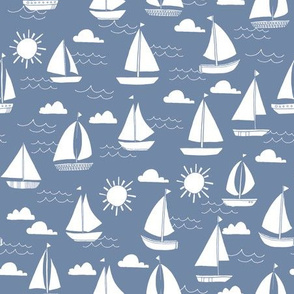 sailboats // nautical ocean sailing boats summer preppy blue 