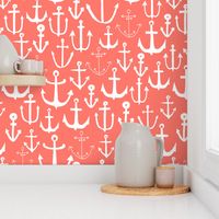 anchor // coral nautical summer water ocean print anchor fabric baby nursery design coral nursery baby girl