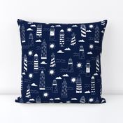 lighthouses // navy nautical summer ocean water print