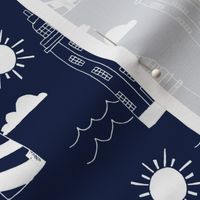 lighthouses // navy nautical summer ocean water print