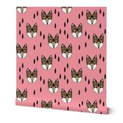 fox // fox head flamingo pink coral pink sweet girls fox print for little girls