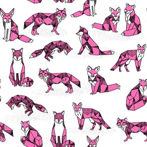 fox // pink foxes girls fox print white background kids girls 