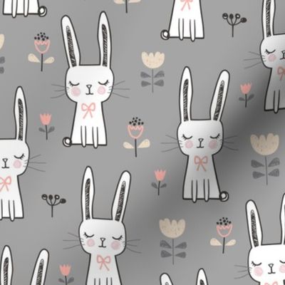 Dreamy Bunny Rabbit on Grey