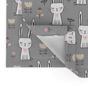 Dreamy Bunny Rabbit on Grey