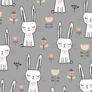 Dreamy Bunny Rabbit on Grey