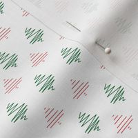 minimalistic holiday trees in red and green