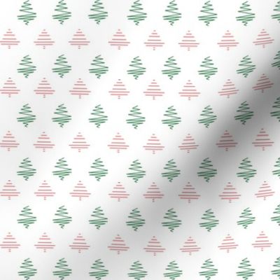 minimalistic holiday trees in red and green