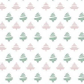 minimalistic holiday trees in red and green