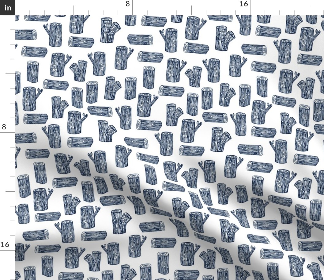 tree logs // navy and white forest tree logs woodland