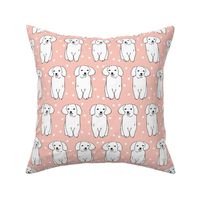 fluffy white puppy // pink cute girly polka dot dog design