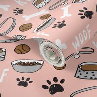 dog bone // paw print dog bowl pet illustration for dog owners