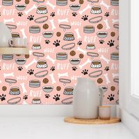 dog bone // paw print dog bowl pet illustration for dog owners