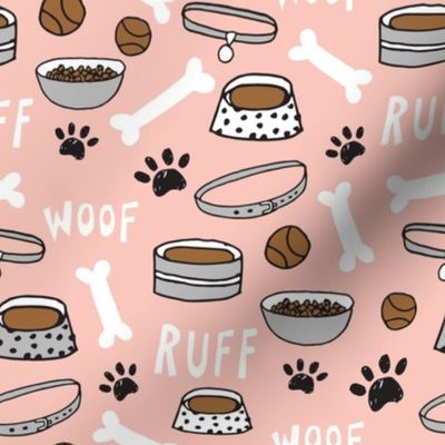 dog bone // paw print dog bowl pet illustration for dog owners