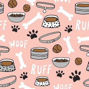 dog bone // paw print dog bowl pet illustration for dog owners